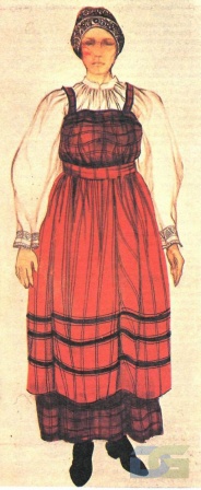 Архангельский костюм с пестрядинным сарафаном